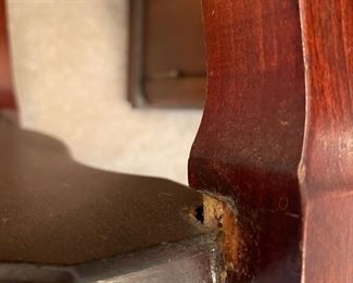 #9		"Pair of side tables cherry w/ 1 shelf. 17.5""square x 27"" *As is* (30 ea)"	($ 60.00)																							