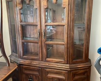 #16		Spanish style baroque china cabinet w/ 4 doors, 2 glass shelves, 2 drawers.*As is edging* 2 Pcs. 	($ 175.00)