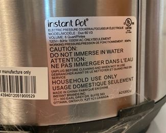 #17		Instant pot - Electric Pressure cooker 6qt	($ 20.00)