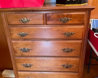 #34		"Maple 6 drawer chest w/ brass hardware. 35""x19""x43"""	($ 165.00)