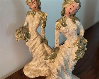 #54		Vintage Heidi Schoop Hollywood CA Pair of Asian Girl Planters/Vase	($ 60.00)																							