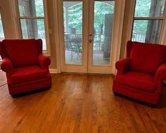 Pair of Red Arm Chairs 
