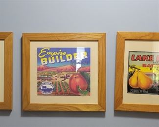 Framed Vintage box labels