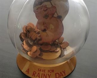 Rainy day globe bank