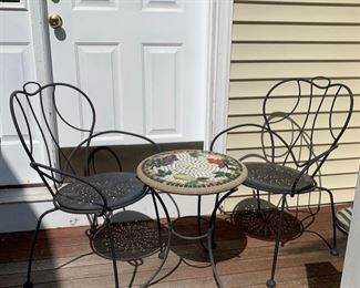 bistro set with mosaic table