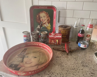 Vintage tins and glasses