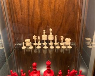 1890's Barleycorn Chess Set in excellent condition 3 1/2" King.
