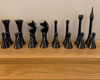 Large stylized glass Chess Set 7" King