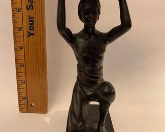 Nubian servant holding shell.  Bronze 8" tall.