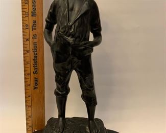 Whistling  Tom Sawyer.  Metal on Black Marble 15" and 8 lbs. 