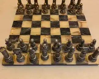 Greek metal Chess Set with 5" King.