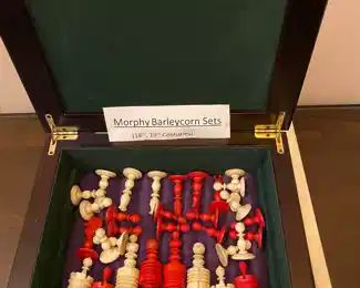Morphy Barleycorn Chess Set.  1800's  5" King