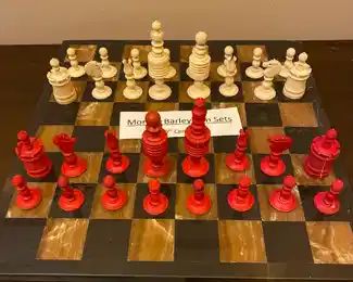 1910 Paul Morphy Barleycorn Chess Set with 5" king.  