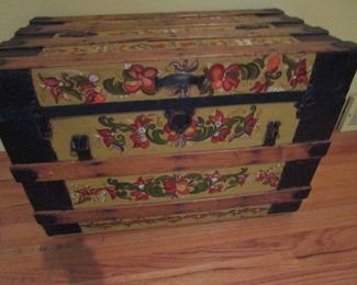 Norwegian painted antique trunk