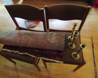 2 Mid Century chairs, Persian carpet