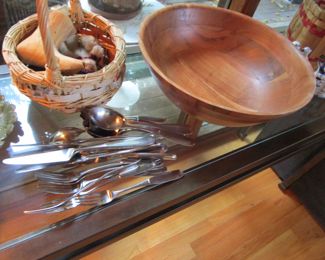 Mid century flatware, vintage bowl