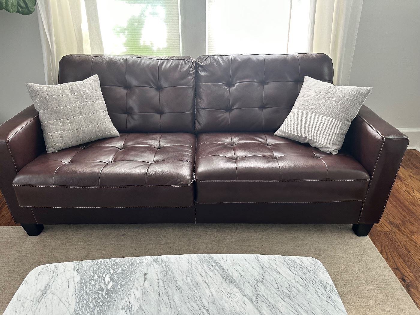 brown  leather sofa
