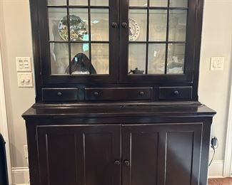 Black finish step-back hutch