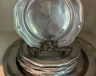vintage pewter plates