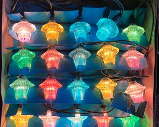 5 sets of Vtg. Imperial Jolly Midget set reflector Christmas lights - ALL WORK - 2 in boxes - 3 without box