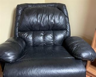 Oversized Black Leather Recliner