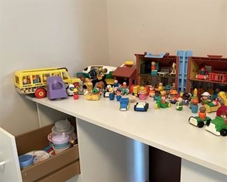 Vintage Fisher Price Bus, Farm, House, Aiplane and accessories