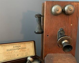 Antique Wall Phone with additional parts