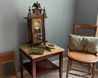 Vintage Scubb board, clock and chair