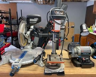 Mitre Saw, Drill Press and Grinder