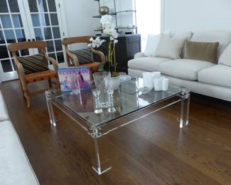 Designer lucite cocktail table