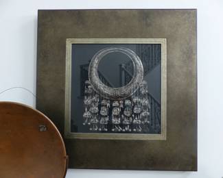Tribal necklace framed shadowbox wall hanging