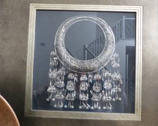 Tribal necklace framed shadowbox wall hanging