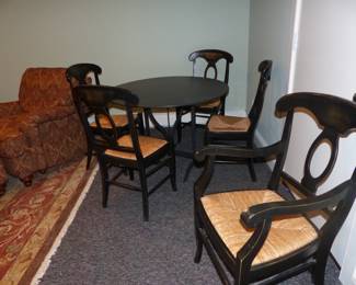 Lillian August round table with 4 chairs, 1 matching arm chair
