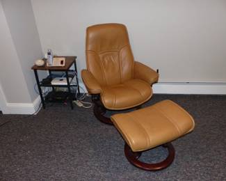 Leather chair and ottoman