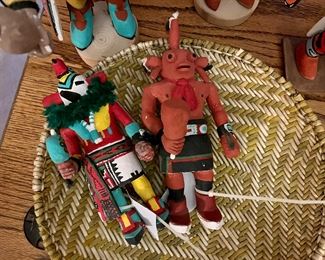 Hopi Kachinas and sifting basket