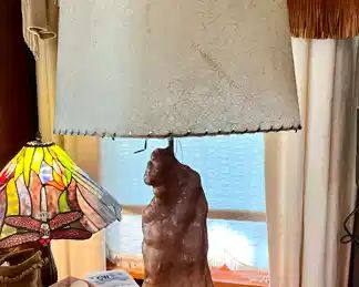 Cypress knee lamps with original fiberglass shades