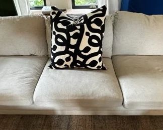 Light gray flannel upholstered sofas (two total)