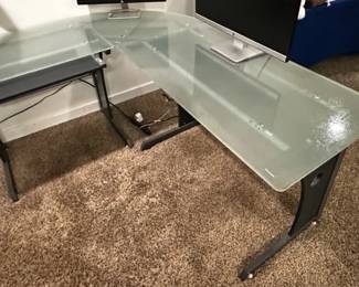 Glass-top l-shaped desk