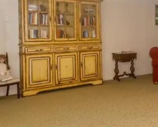 large, distress painted cabinet