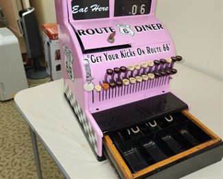 vintage custom painted National Cash Register, with key, works perfectly