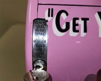 vintage custom painted National Cash Register, with key, works perfectly