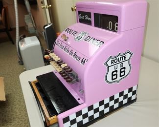 vintage custom painted National Cash Register, with key, works perfectly