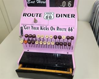 vintage custom painted National Cash Register, with key, works perfectly