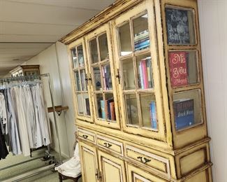 large, distress painted cabinet