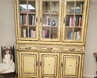 large, distress painted cabinet