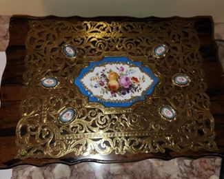 collection of antique tea caddy boxes