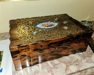 collection of antique tea caddy boxes