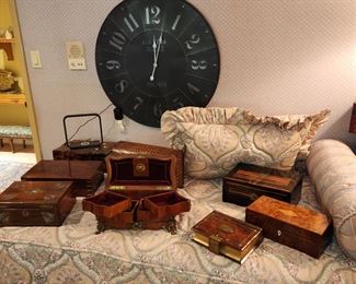 collection of antique tea caddy boxes