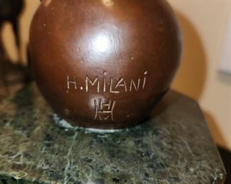 heavy bronze sculpture, signed H. Milani
