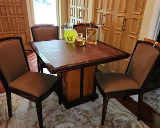 20th century, lacquered table w 4 chairs, by Enrique Garcel